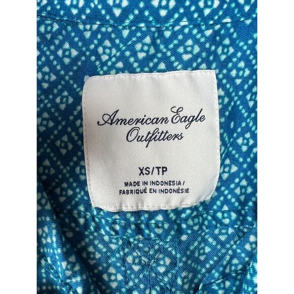American Eagle Outfitters Womens Blue Patterned Button-Up Shirt XS - Picture 3 of 4